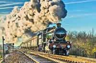 Звук паровоза — в движении, с гудком, свистком и колоколом Звук паровоза