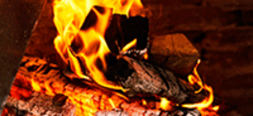 Звук костра, огня в печи или камине