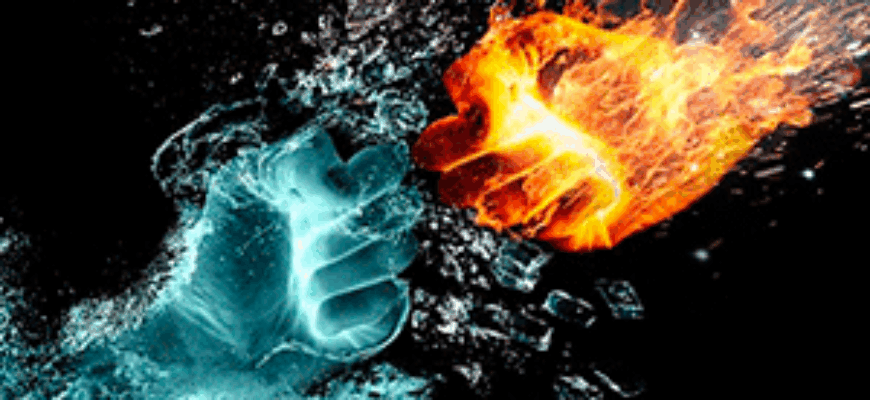 Огонь встречается со льдом — звук огня для перехода монтажа