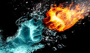 Огонь встречается со льдом — звук огня для перехода монтажа