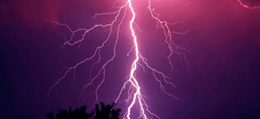 Молния поделила небо пополам — звук грома и молнии