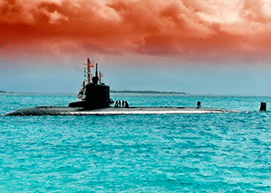 Подводная лодка на поверхности воды — иллюстрация к публикации «Звуки подводной лодки»