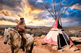 Индеец на лошади возле вигвама — звуки индейцев