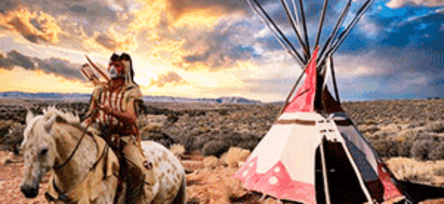 Индеец на лошади возле вигвама — звуки индейцев