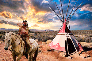 Индеец на лошади возле вигвама — звуки индейцев