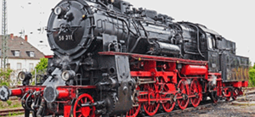 На фото паровоз — иллюстрация к публикации «Скачать звук паровоза»